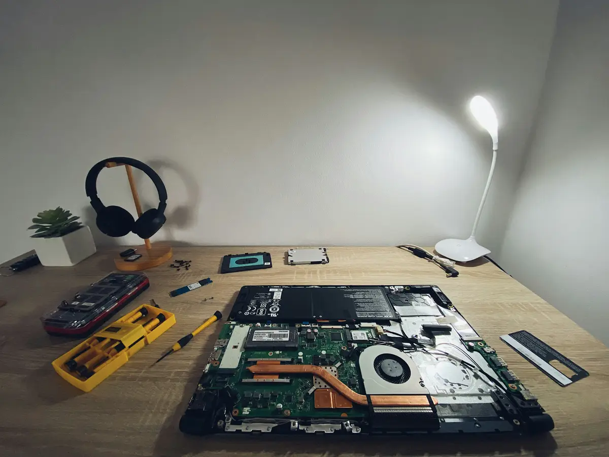 Laptop repair on a table